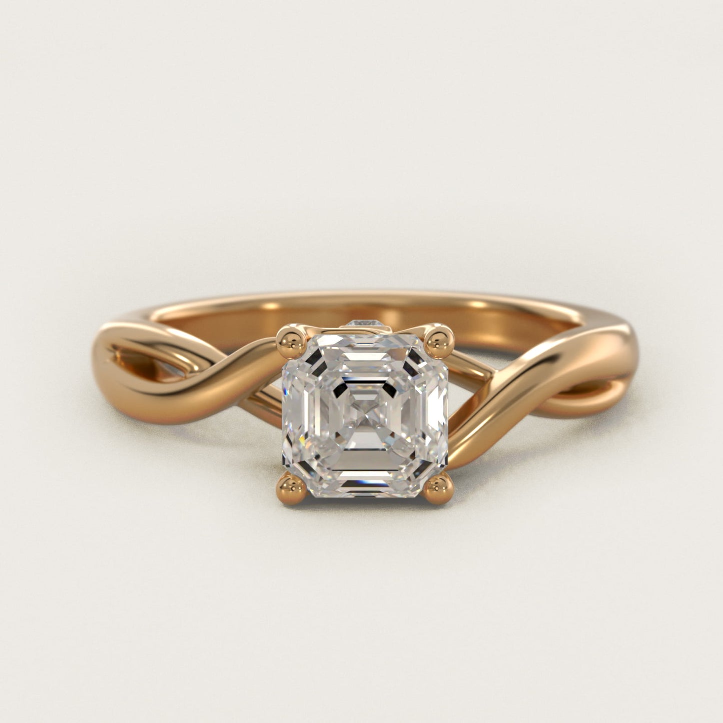 Twist Solitaire Plus Diamond Engagement Ring in 14k Yellow Gold - Asscher Center