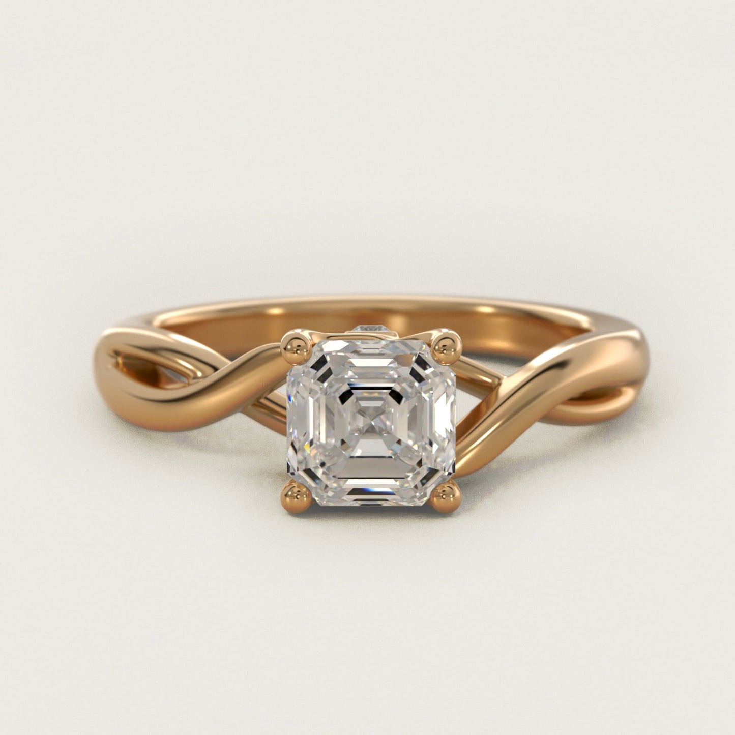 Twist Solitaire Plus Diamond Engagement Ring in 18k Yellow Gold - Asscher Center