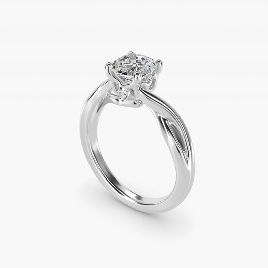 Twist Solitaire Plus Diamond Engagement Ring in Platinum - Cushion Center