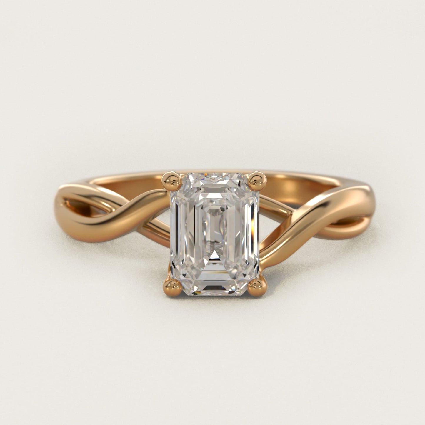Twist Solitaire Plus Diamond Engagement Ring in 18k Yellow Gold - Emerald Center