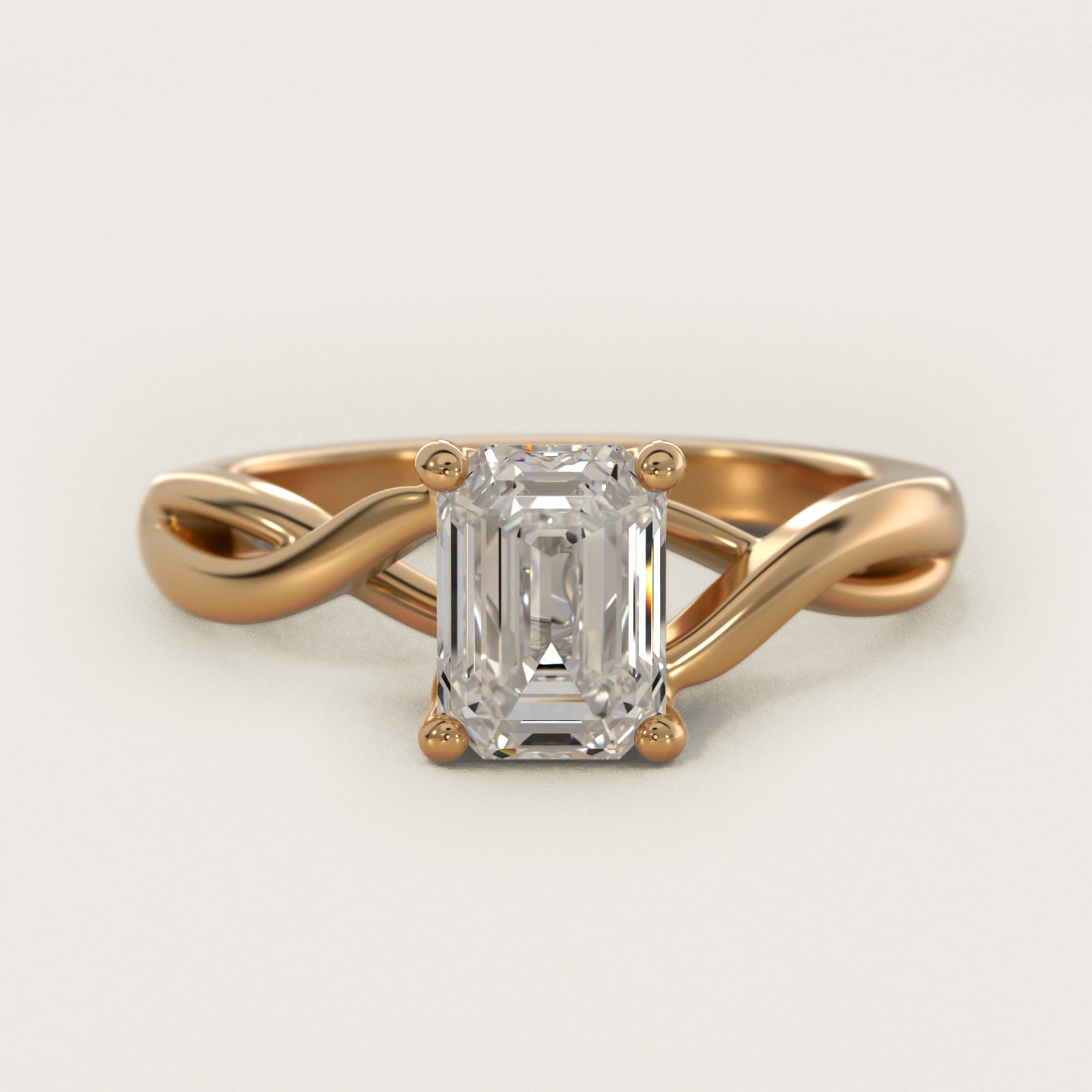 Twist Solitaire Plus Diamond Engagement Ring in 18k Yellow Gold - Emerald Center