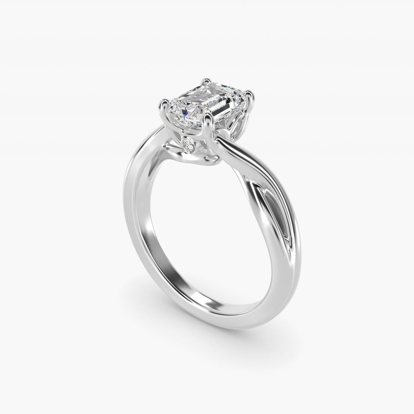 Twist Solitaire Plus Diamond Engagement Ring in Platinum - Emerald Center
