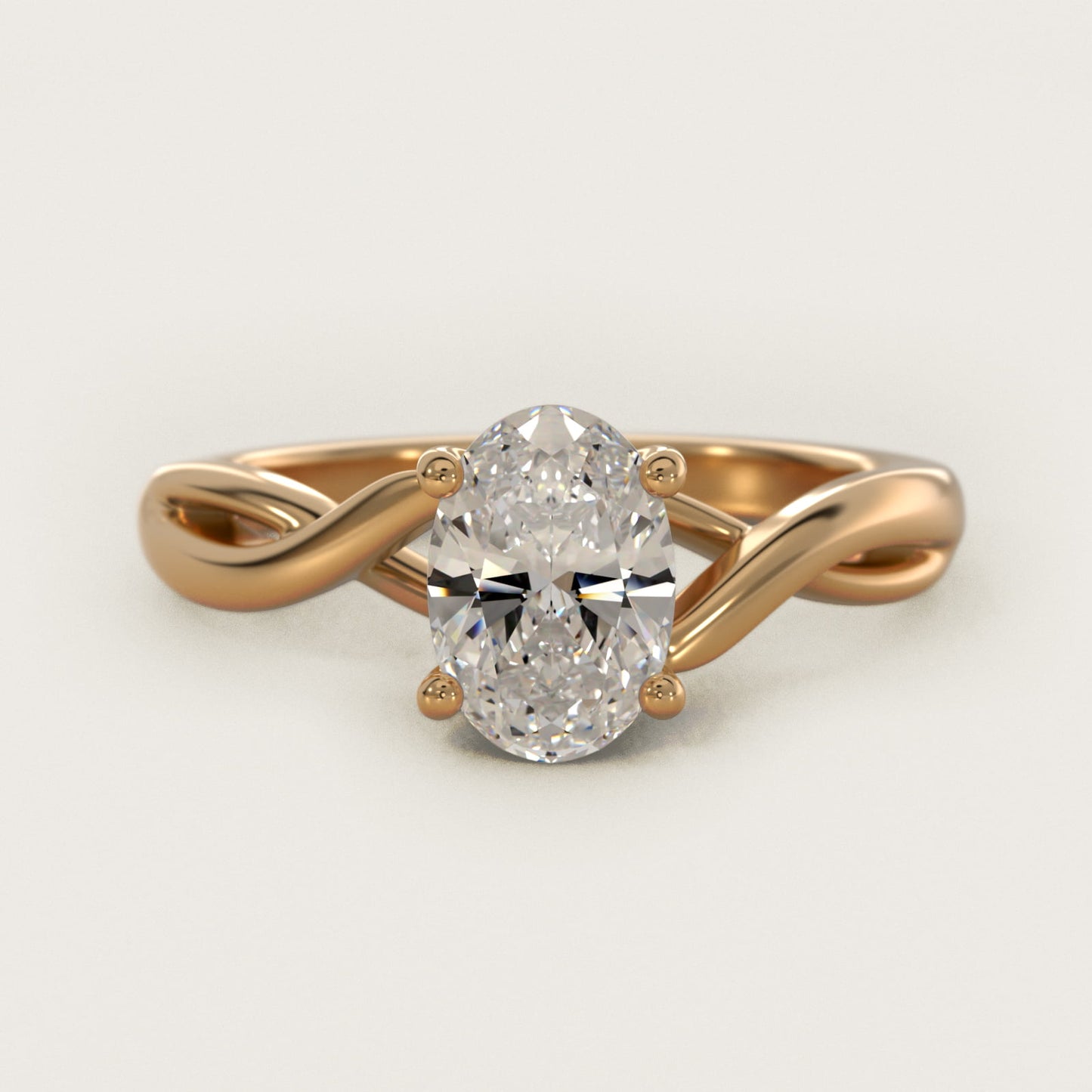 Twist Solitaire Plus Diamond Engagement Ring in 14k Yellow Gold - Oval Center
