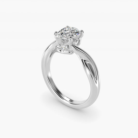 Twist Solitaire Plus Diamond Engagement Ring in 14k White Gold - Pear Center