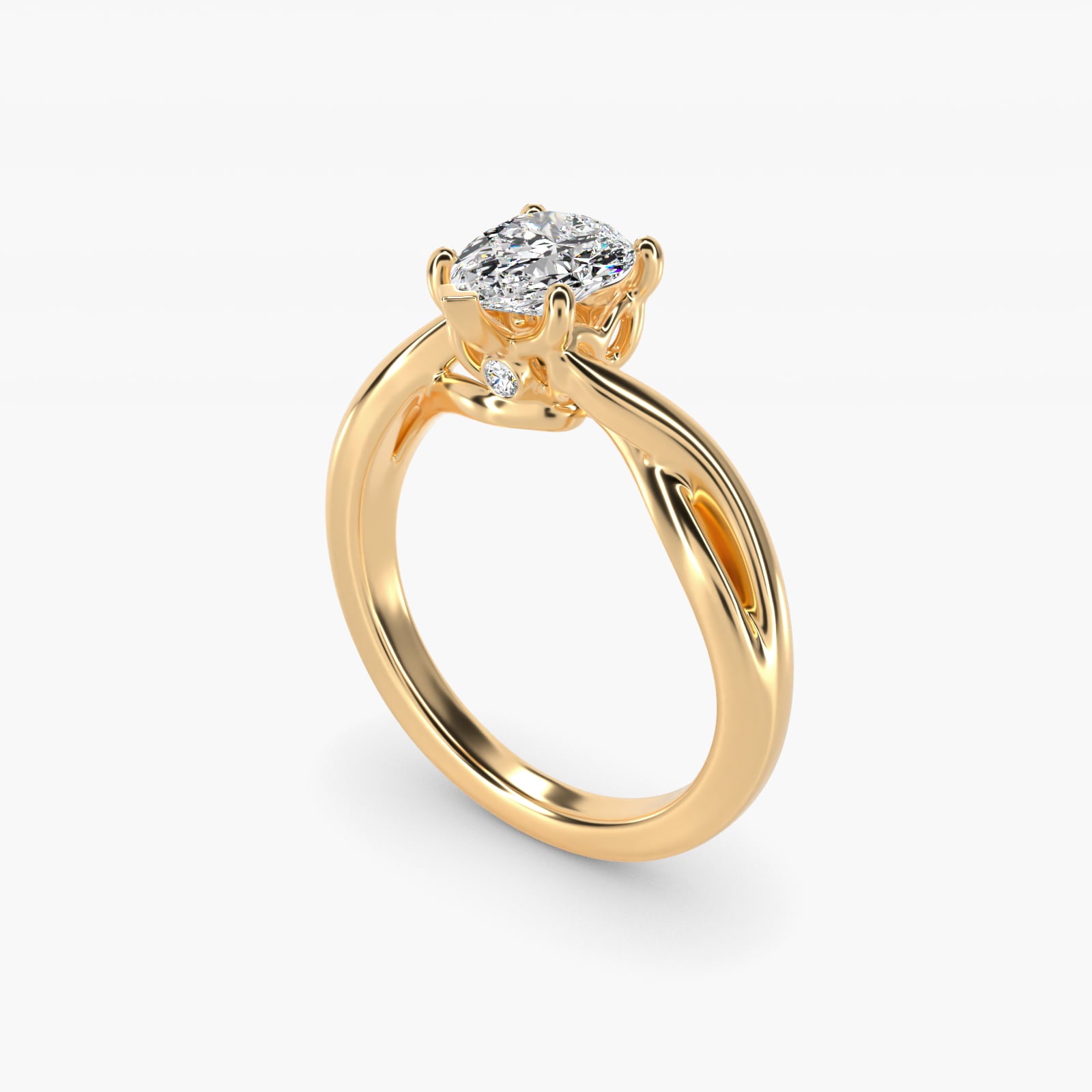 Twist Solitaire Plus Diamond Engagement Ring in 14k Yellow Gold - Pear Center