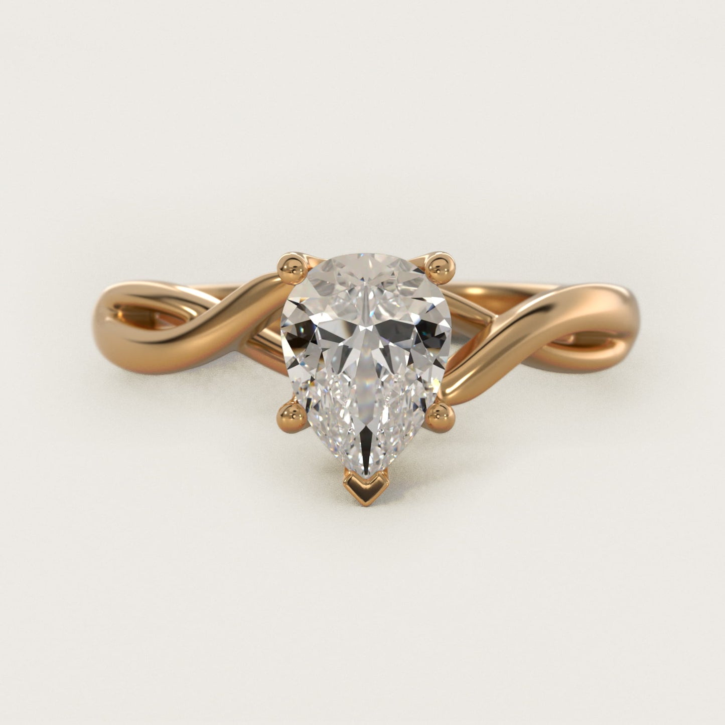 Twist Solitaire Plus Diamond Engagement Ring in 14k Yellow Gold - Pear Center