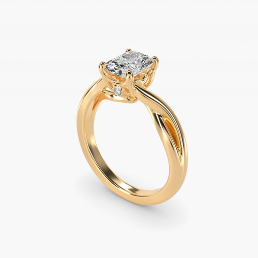Twist Solitaire Plus Diamond Engagement Ring in 18k Yellow Gold - Radiant Center