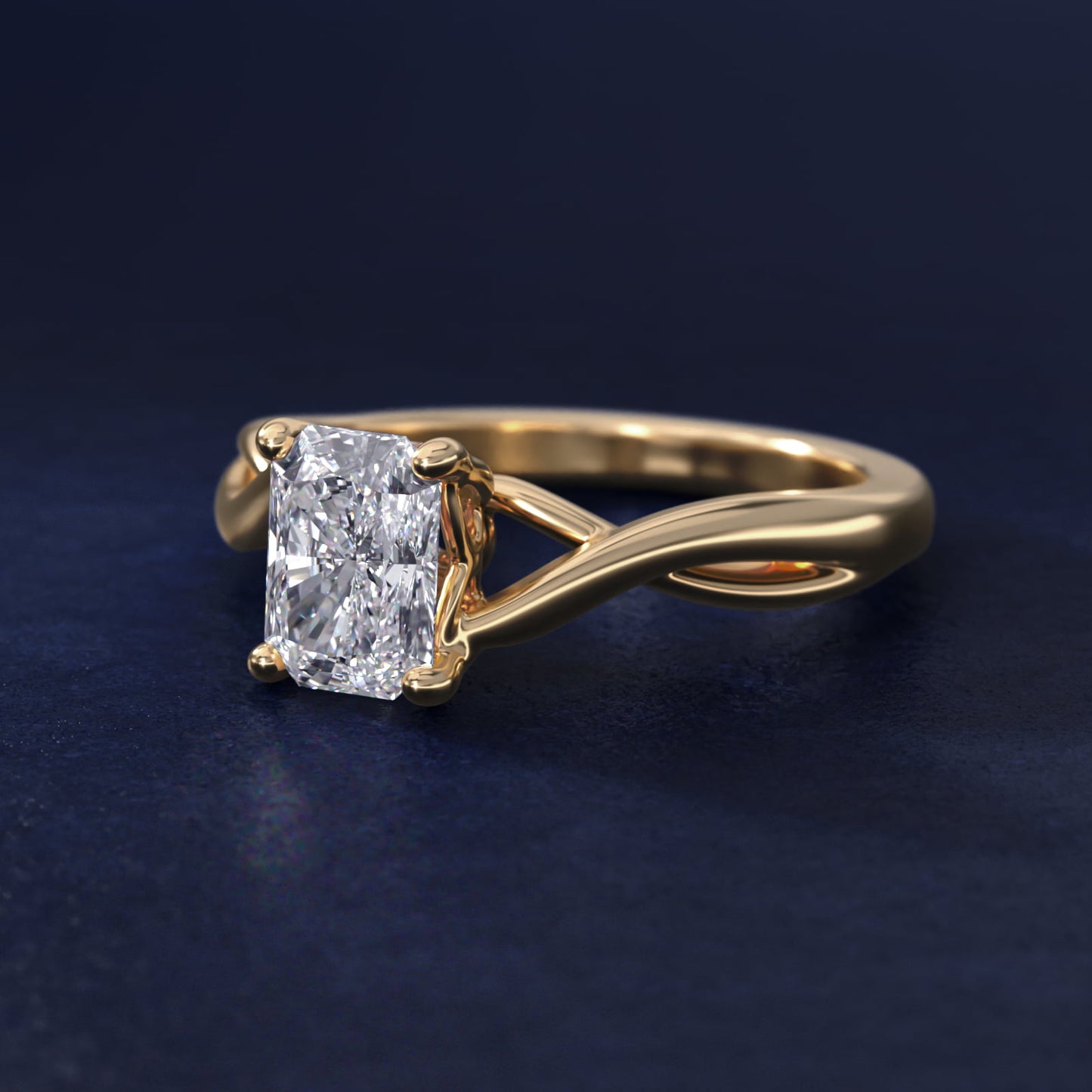 Twist Solitaire Plus Diamond Engagement Ring in 14k Yellow Gold - Radiant Center