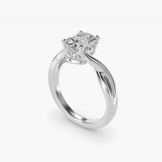 Twist Solitaire Plus Diamond Engagement Ring in Platinum - Radiant Center