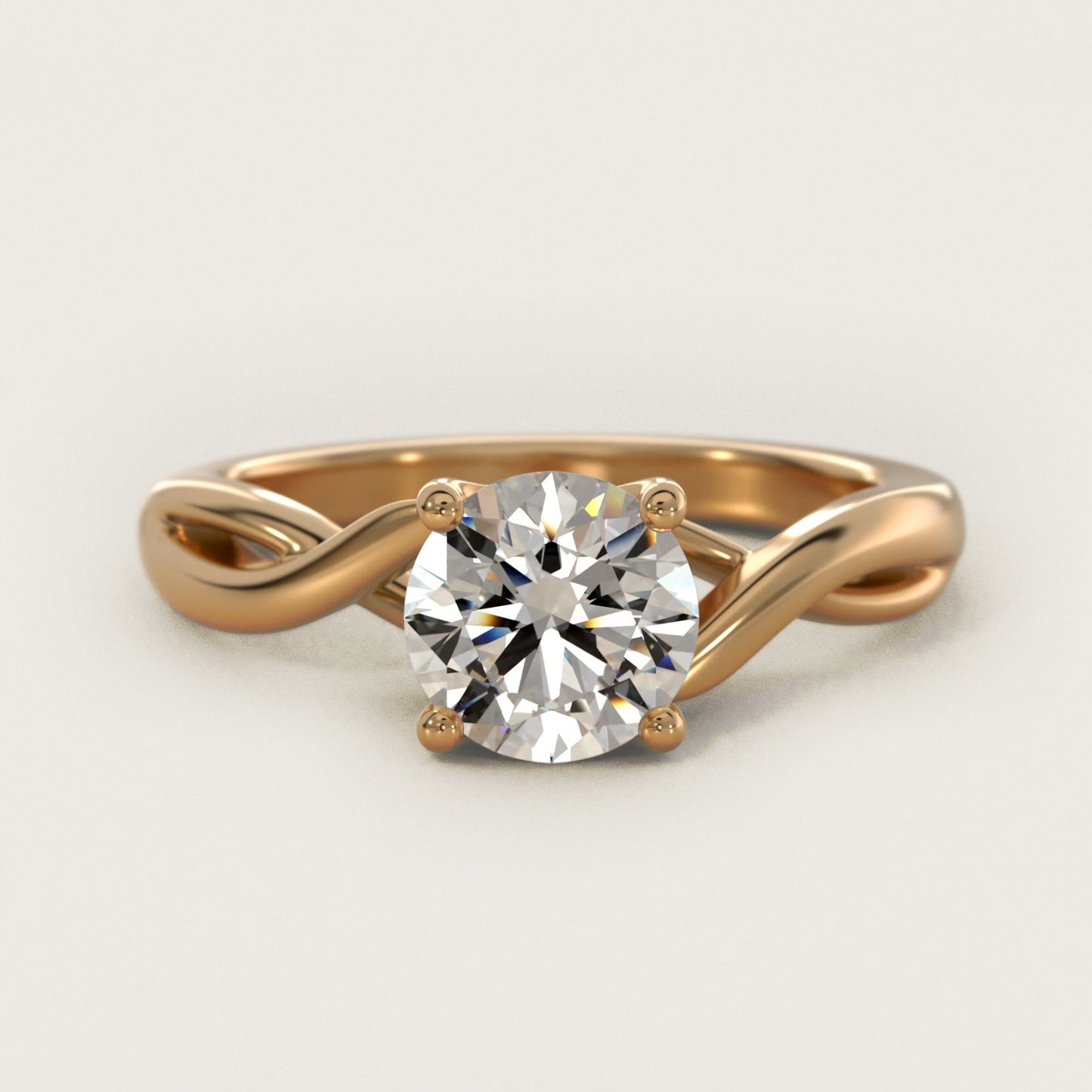Twist Solitaire Plus Diamond Engagement Ring in 14k Yellow Gold - Round Center