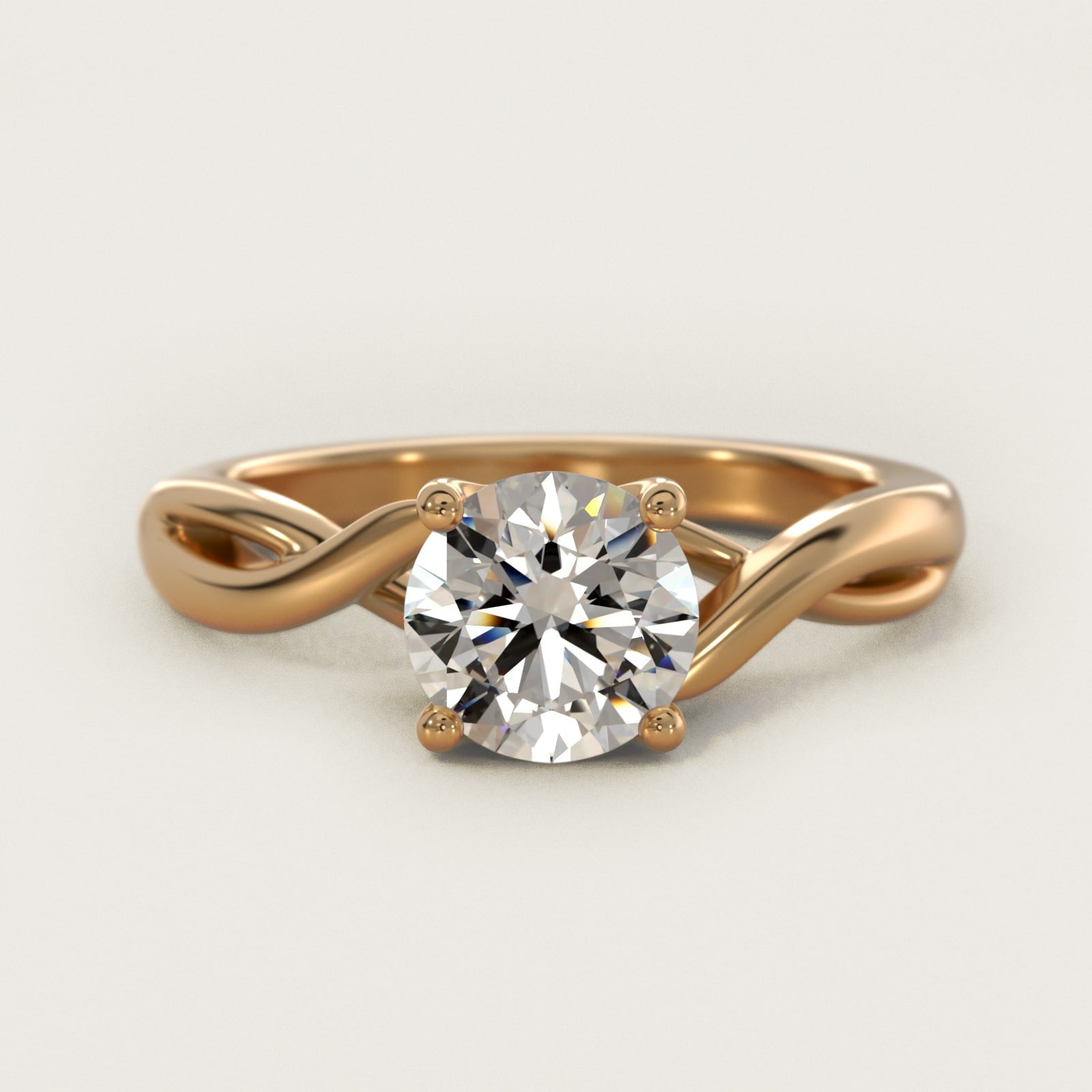 Twist Solitaire Plus Diamond Engagement Ring in 18k Yellow Gold - Round Center