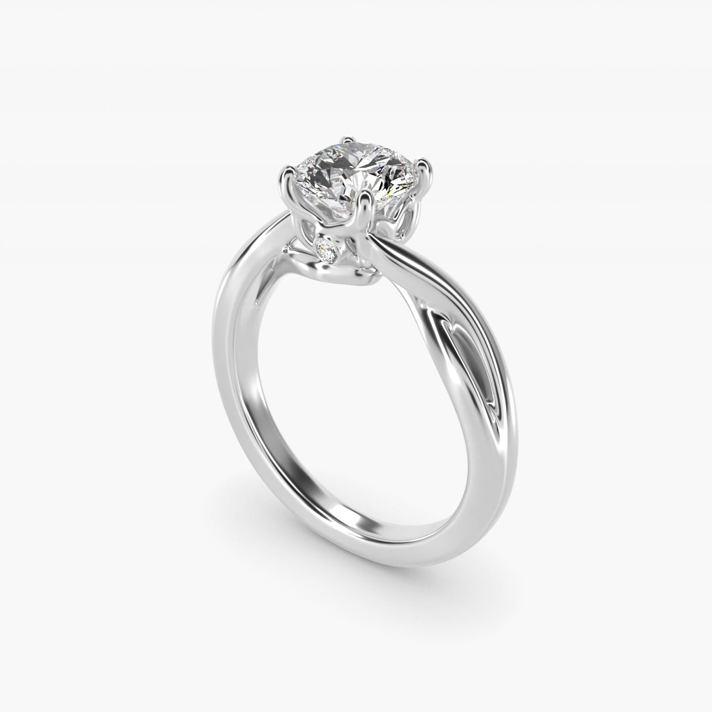Twist Solitaire Plus Diamond Engagement Ring in Platinum - Round Center