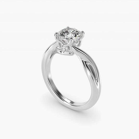 Twist Solitaire Plus Diamond Engagement Ring in Platinum - Round Center