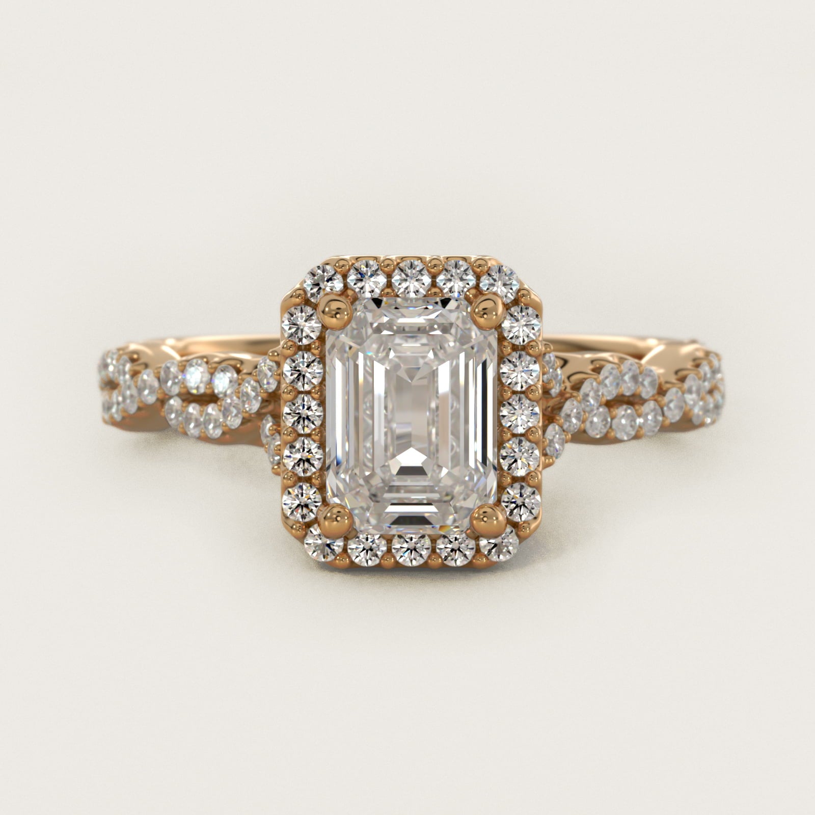 Twisted Band Halo Diamond Engagement Ring in 18k Yellow Gold (1/3 ct. tw.) - Emerald Center