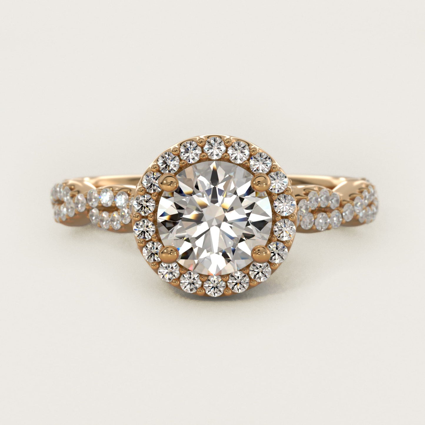 Twisted Band Halo Diamond Engagement Ring in 18k Yellow Gold (1/3 ct. tw.) - Round Center