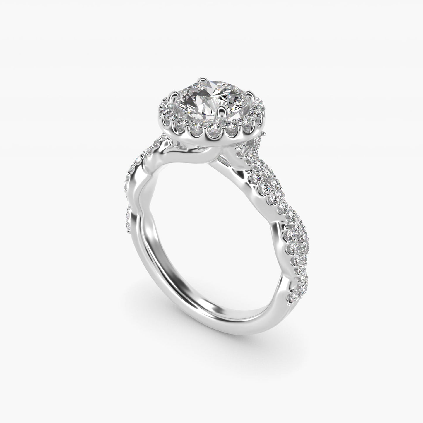 Twisted Band Halo Diamond Engagement Ring in Platinum (1/3 ct. tw.) - Round Center