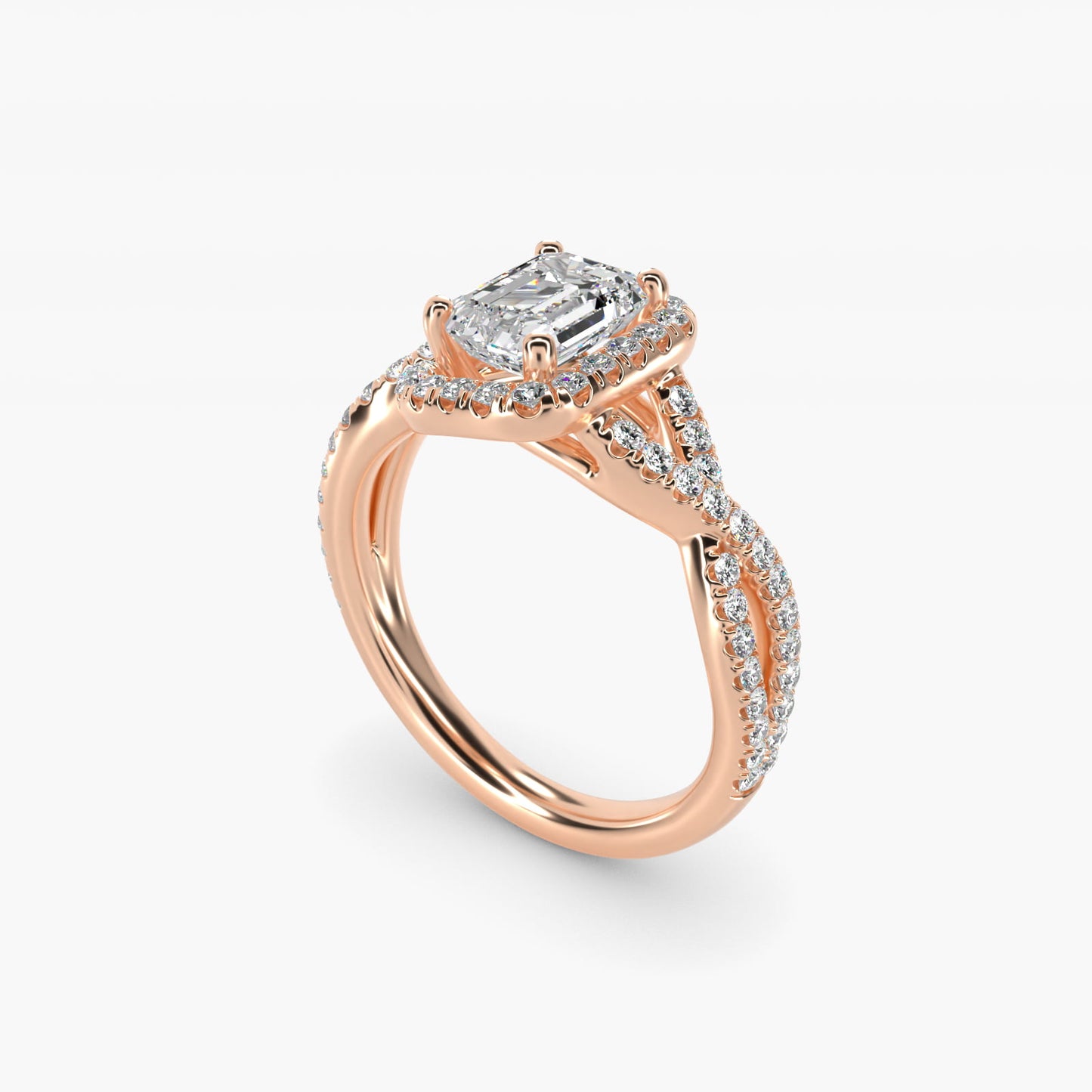 Twisted Halo Diamond Engagement Ring in 18k Rose Gold (1/3 ct tw.) - Emerald Center