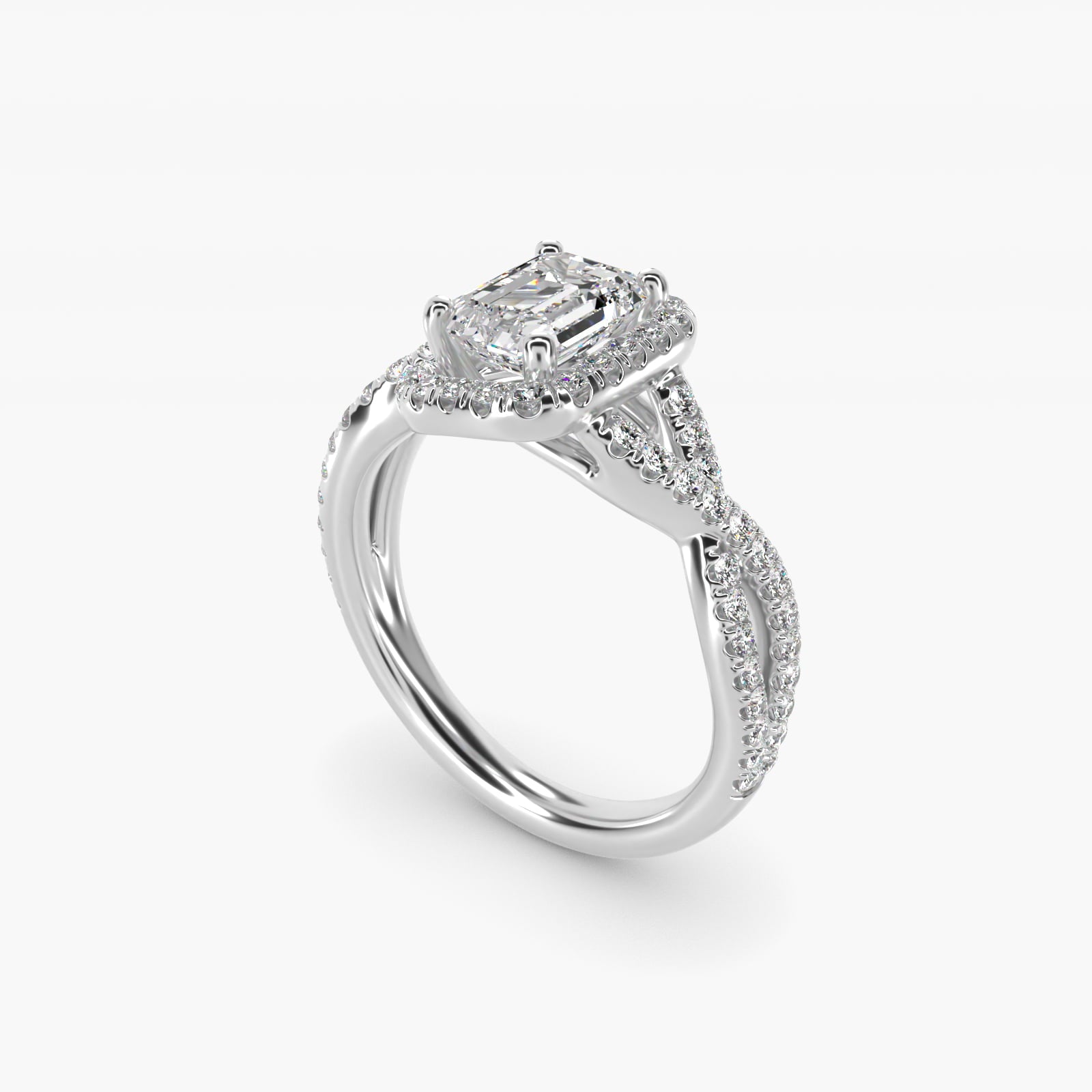 Twisted Halo Diamond Engagement Ring in 14k White Gold (1/3 ct. tw.) - Emerald Center