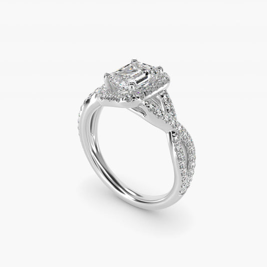Twisted Halo Diamond Engagement Ring in 14k White Gold (1/3 ct. tw.) - Emerald Center
