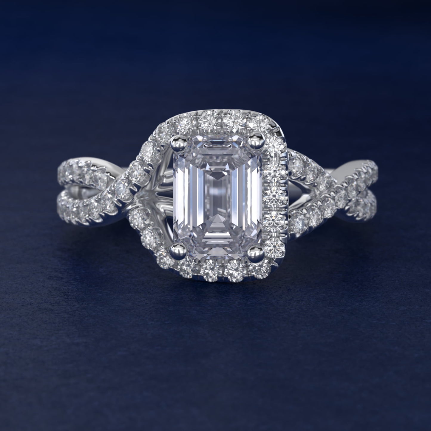 Twisted Halo Diamond Engagement Ring in 14k White Gold (1/3 ct. tw.) - Emerald Center