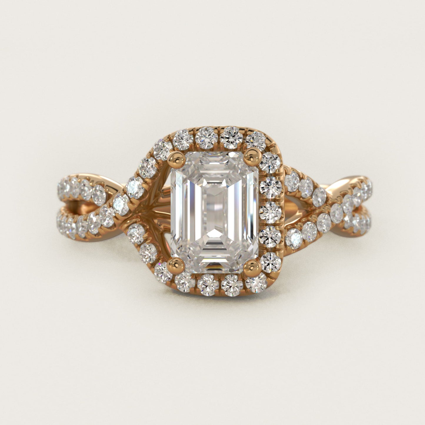 Twisted Halo Diamond Engagement Ring in 18k Yellow Gold (1/3 ct. tw.) - Emerald Center