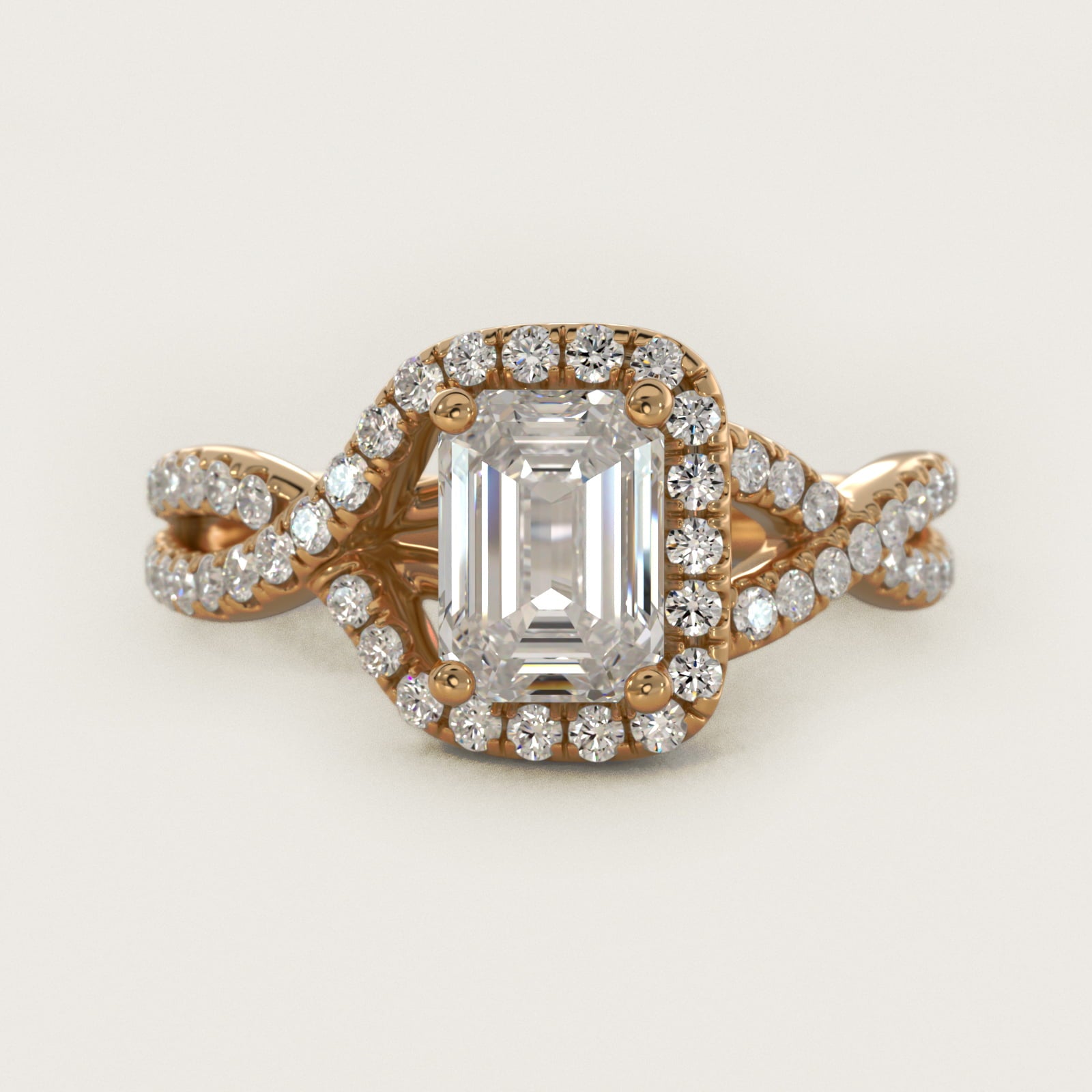 Twisted Halo Diamond Engagement Ring in 18k Yellow Gold (1/3 ct. tw.) - Emerald Center