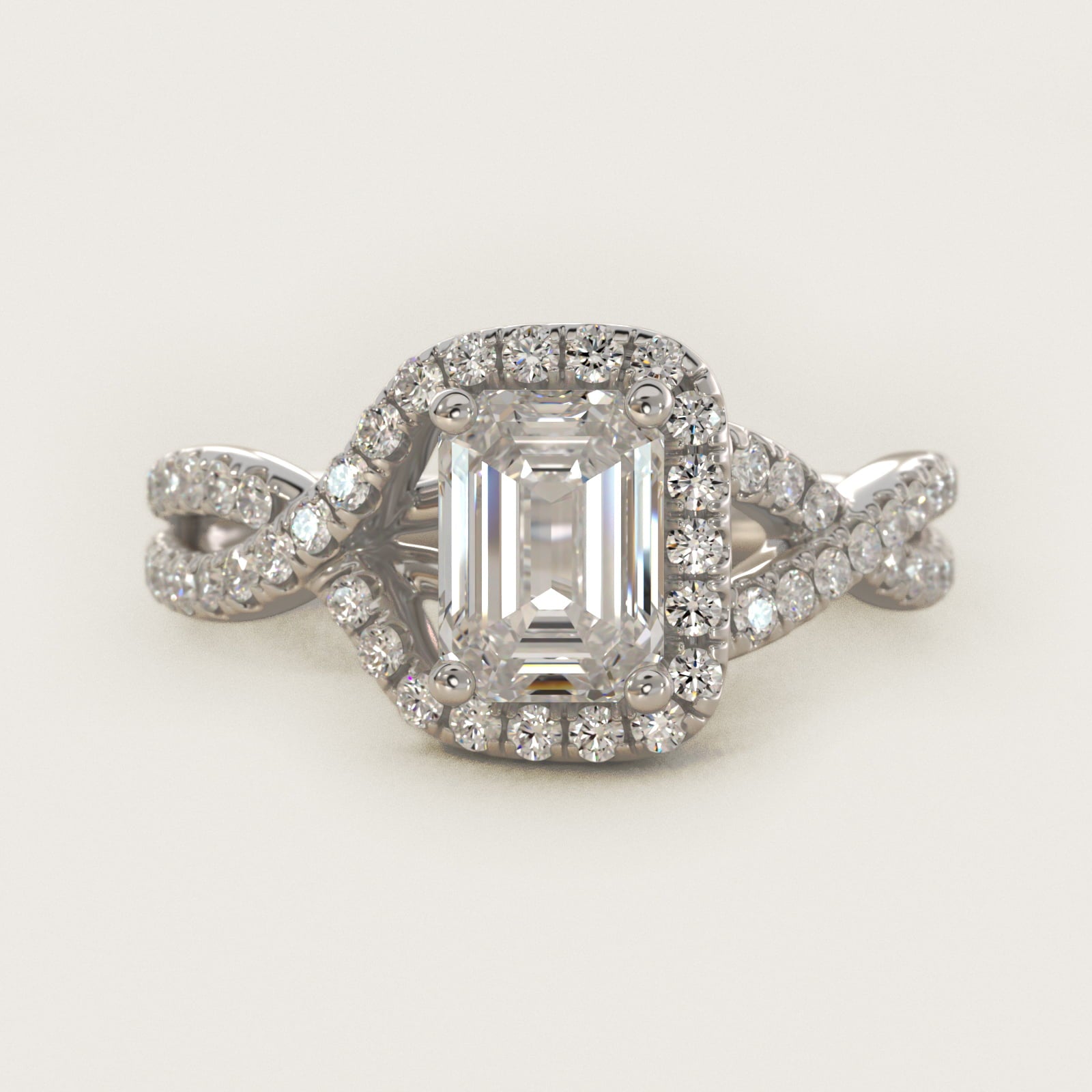 Twisted Halo Diamond Engagement Ring in Platinum (1/3 ct tw.) - Emerald Center