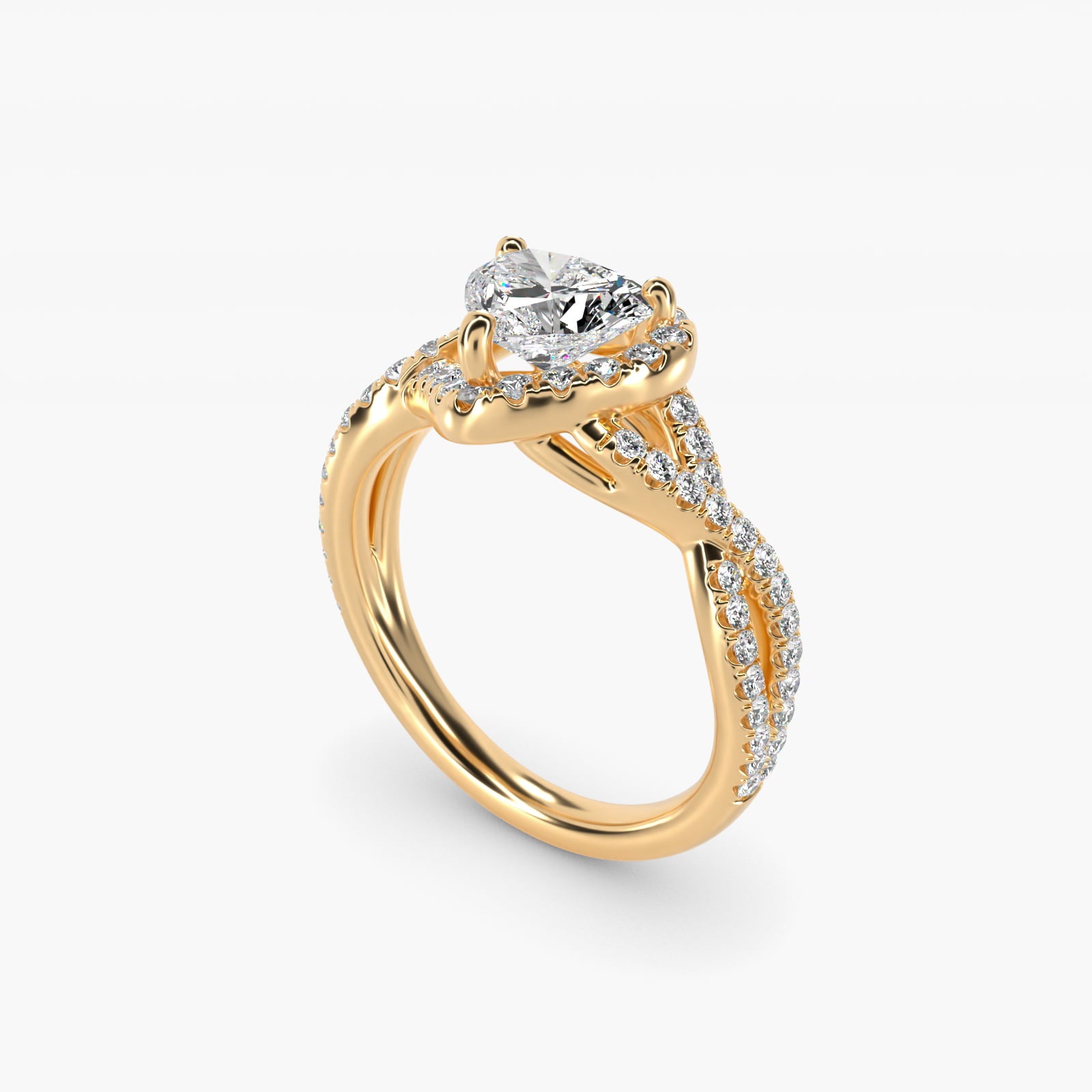 Twisted Halo Diamond Engagement Ring in 18k Yellow Gold (1/3 ct. tw.) - Heart Center
