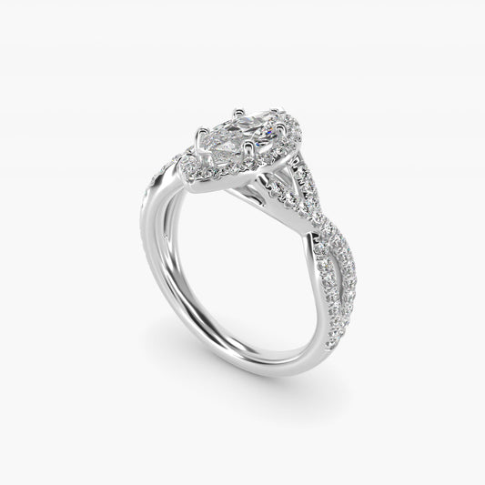Twisted Halo Diamond Engagement Ring in Platinum (1/3 ct tw.) - Marquise Center