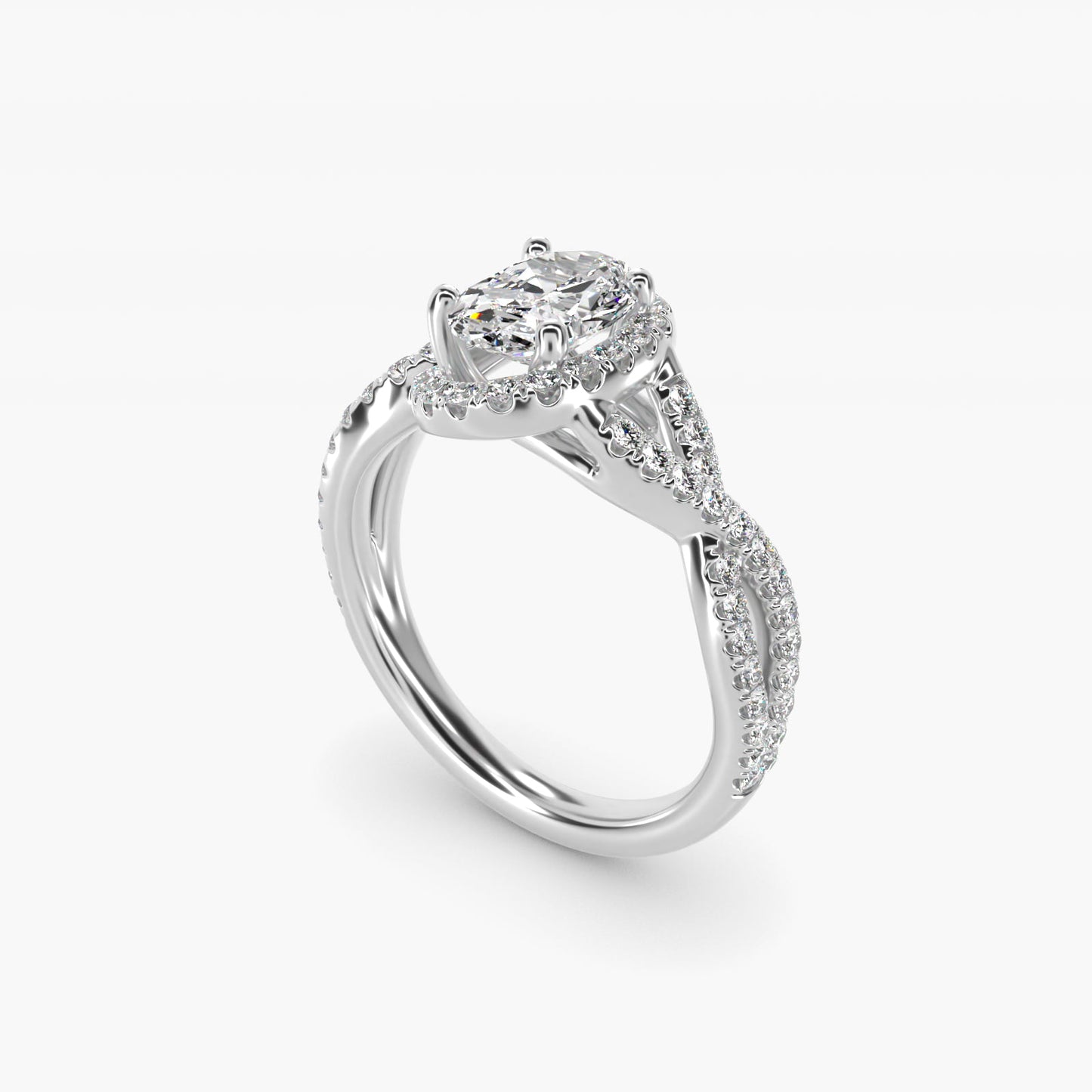 Twisted Halo Diamond Engagement Ring in 14k White Gold (1/3 ct. tw.) - Oval Center