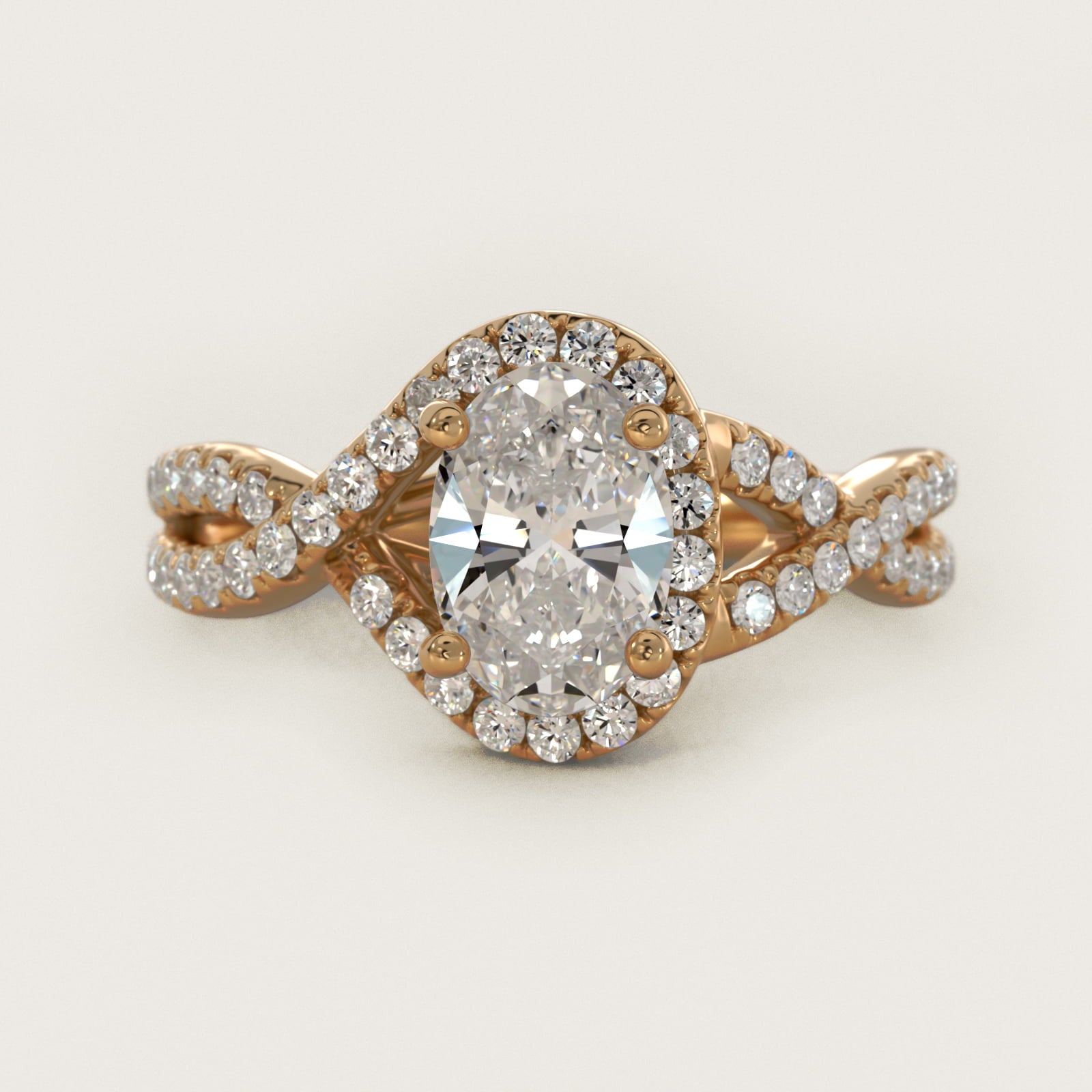 Twisted Halo Diamond Engagement Ring in 18k Yellow Gold (1/3 ct. tw.) - Oval Center