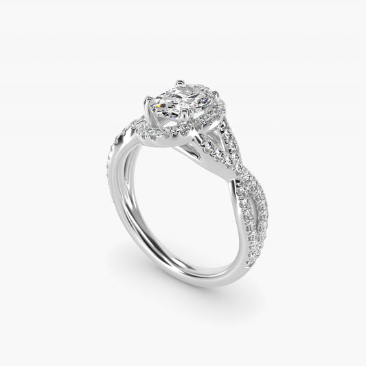 Twisted Halo Diamond Engagement Ring in Platinum (1/3 ct tw.) - Oval Center