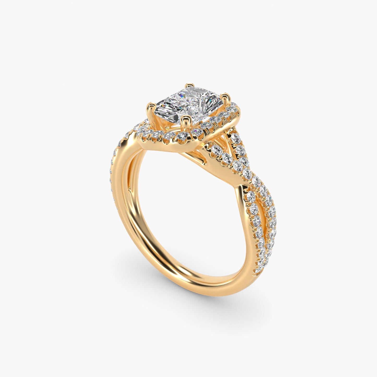 Twisted Halo Diamond Engagement Ring in 18k Yellow Gold (1/3 ct. tw.) - Radiant Center
