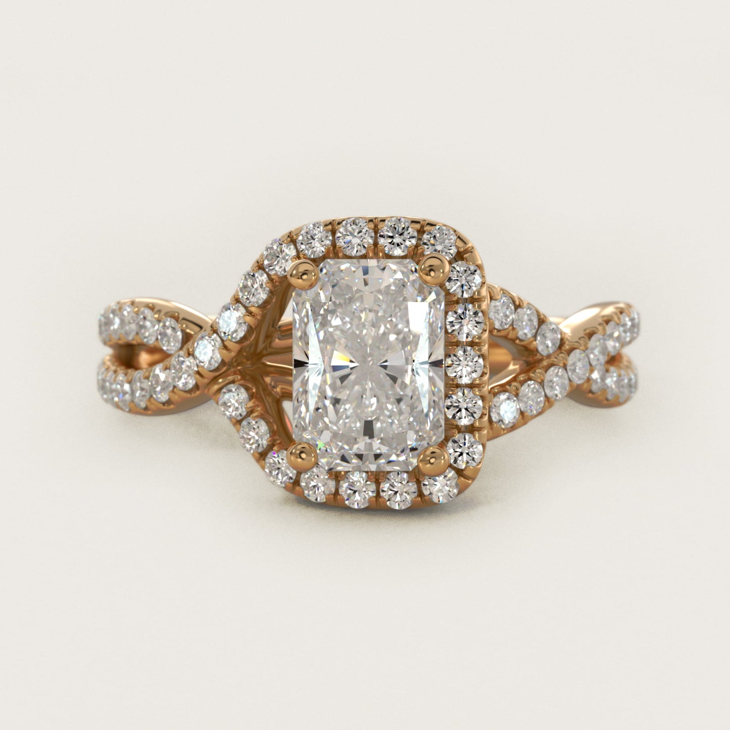 Twisted Halo Diamond Engagement Ring in 18k Yellow Gold (1/3 ct. tw.) - Radiant Center