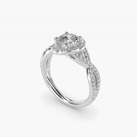 Twisted Halo Diamond Engagement Ring in 18k White Gold (1/3 ct. tw.) - Round Center