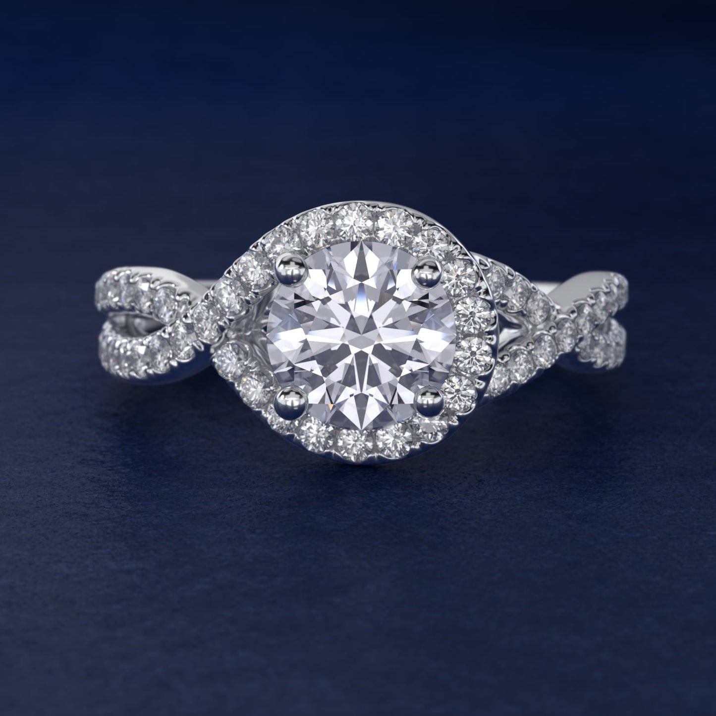Twisted Halo Diamond Engagement Ring in 14k White Gold (1/3 ct. tw.) - Round Center