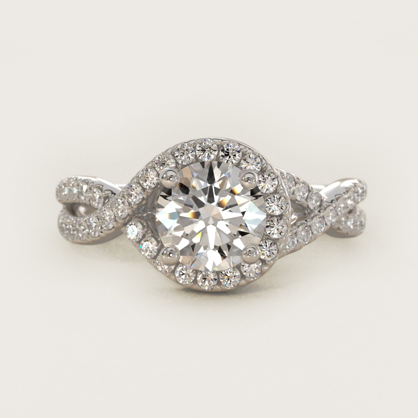 Twisted Halo Diamond Engagement Ring in 14k White Gold (1/3 ct. tw.) - Round Center