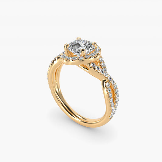 Twisted Halo Diamond Engagement Ring in 18k Yellow Gold (1/3 ct. tw.) - Round Center
