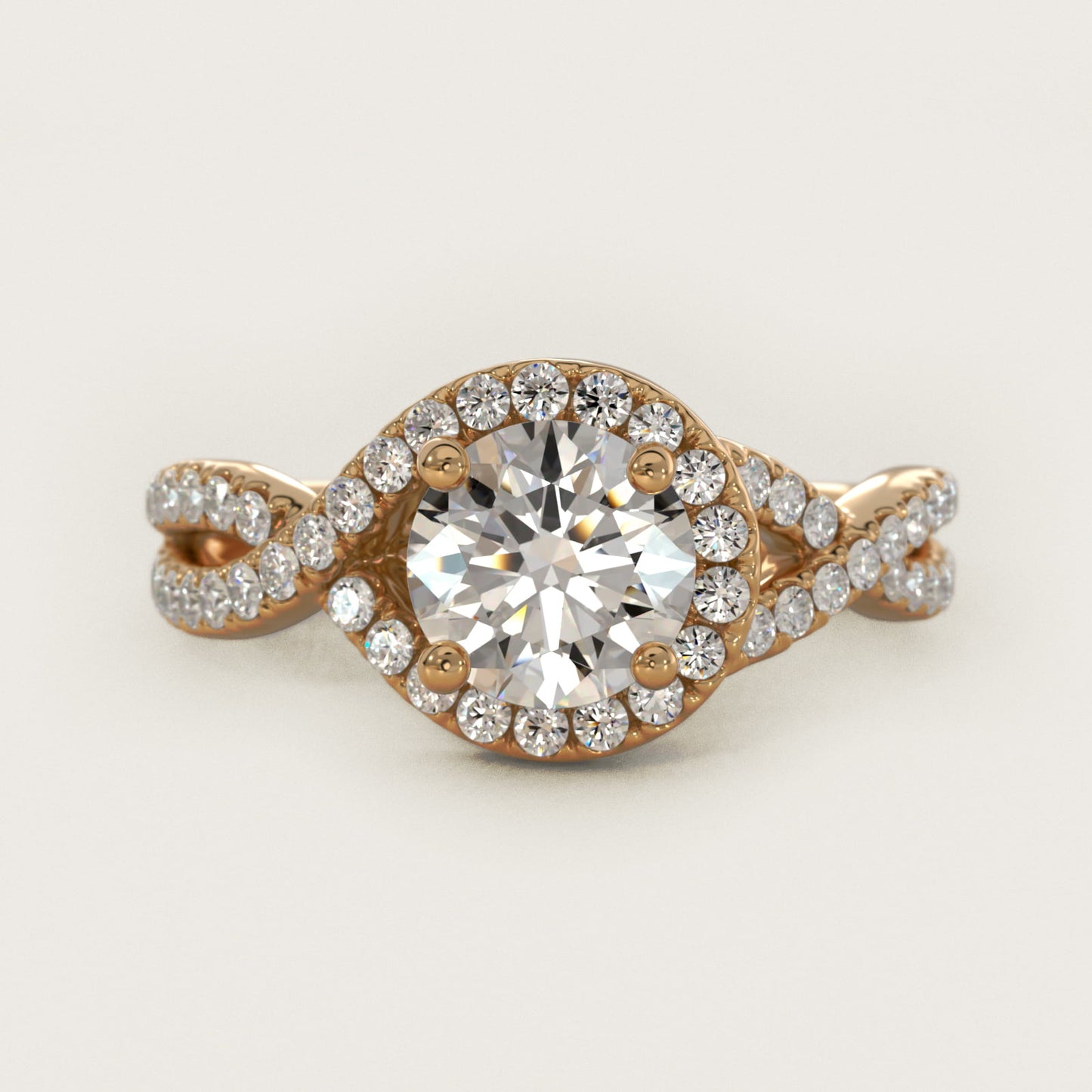 Twisted Halo Diamond Engagement Ring in 18k Yellow Gold (1/3 ct. tw.) - Round Center