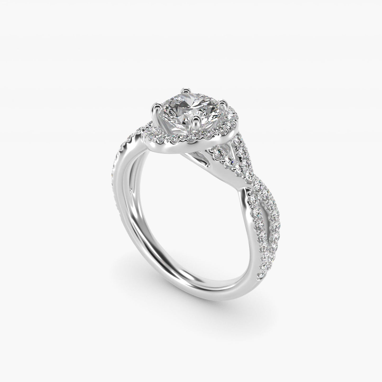 Twisted Halo Diamond Engagement Ring in Platinum (1/3 ct tw.) - Round Center