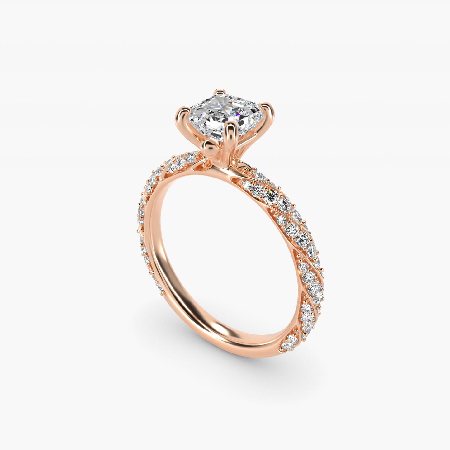 Twisted PavŽ Diamond Engagement Ring In 14K Rose Gold By James Allen - Asscher Center