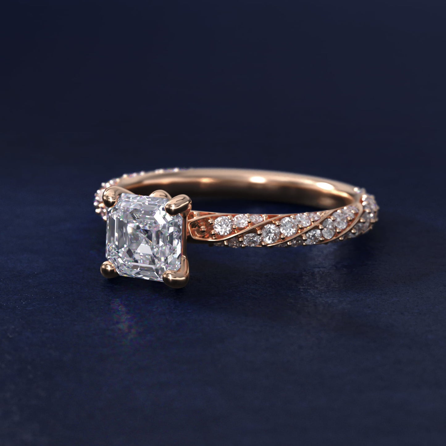 Twisted PavŽ Diamond Engagement Ring In 14K Rose Gold By James Allen - Asscher Center