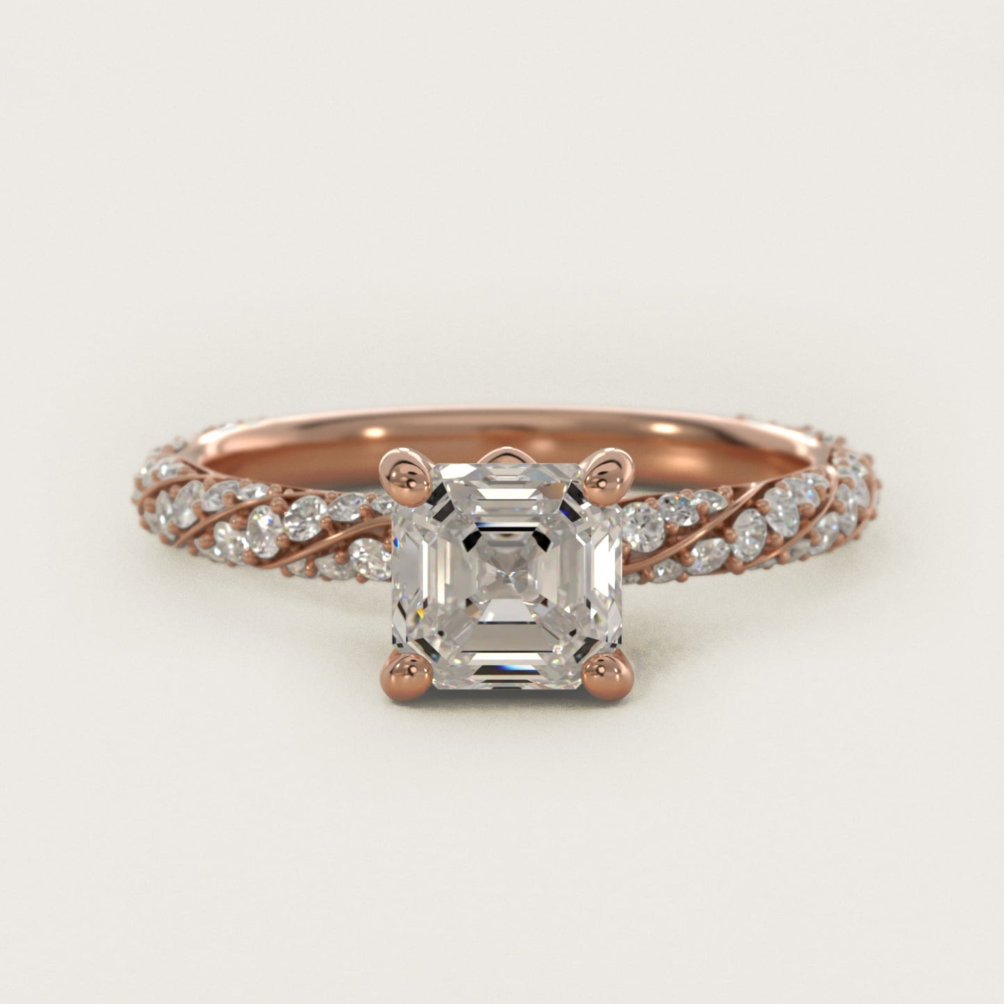 Twisted PavŽ Diamond Engagement Ring In 14K Rose Gold By James Allen - Asscher Center