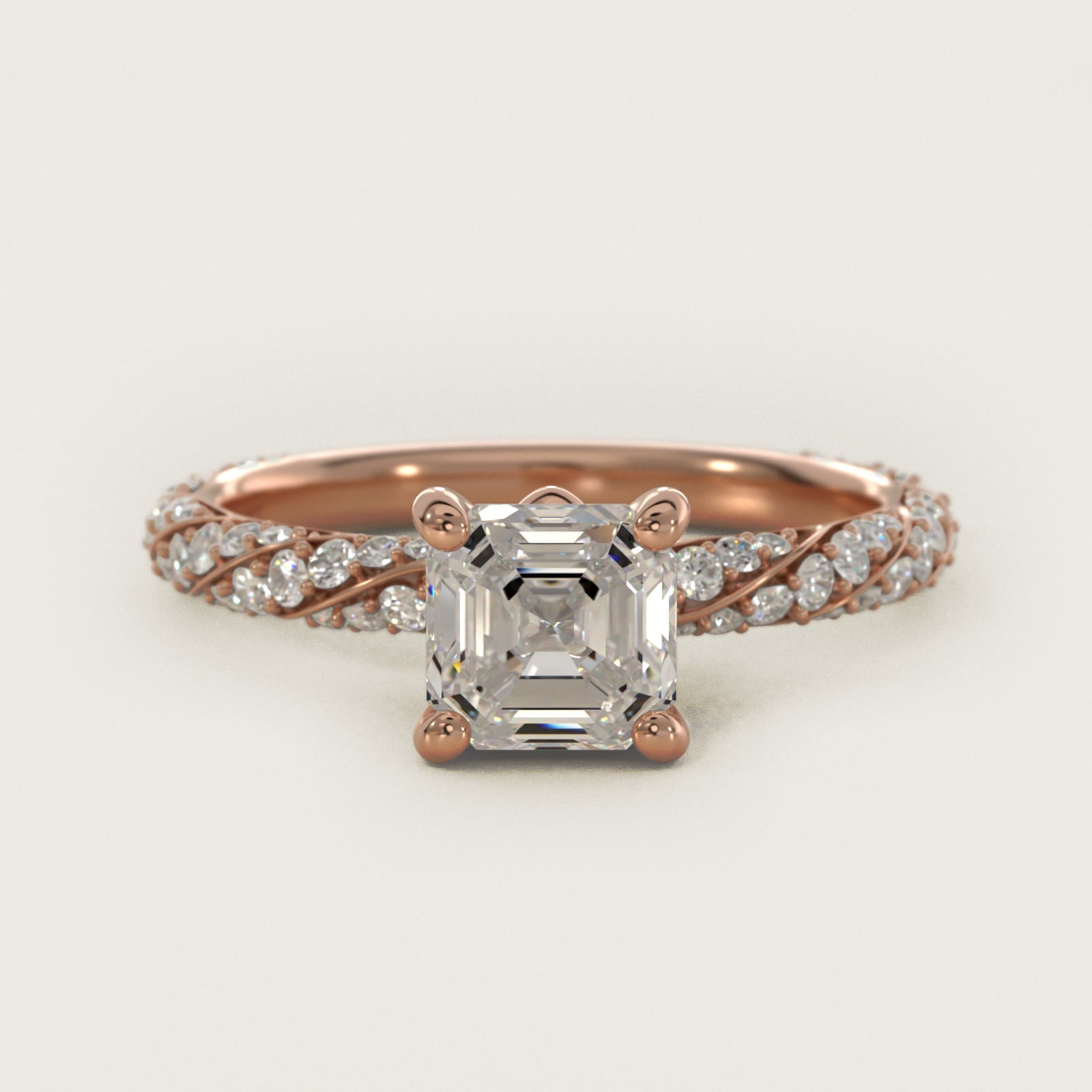 Twisted PavŽ Diamond Engagement Ring In 18k Rose Gold By James Allen - Asscher Center