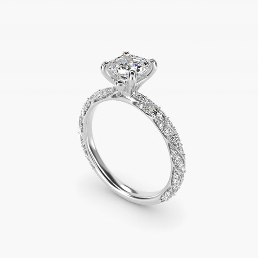 Twisted PavŽ Diamond Engagement Ring In 18k White Gold By James Allen - Asscher Center