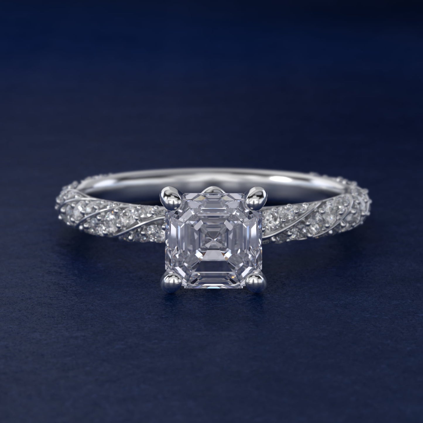 Twisted PavŽ Diamond Engagement Ring In 18k White Gold By James Allen - Asscher Center