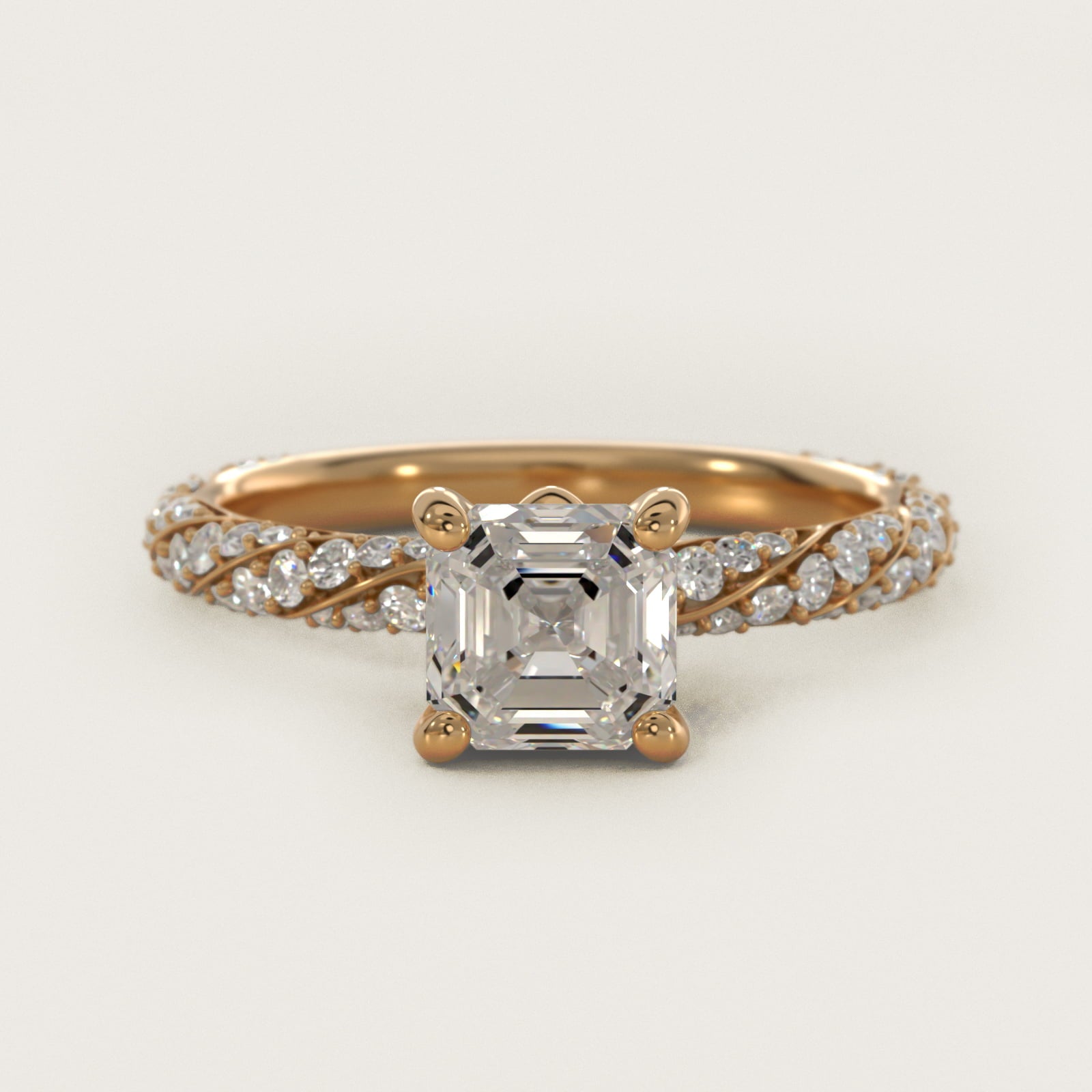 Twisted PavŽ Diamond Engagement Ring In 18k Yellow Gold By James Allen - Asscher Center
