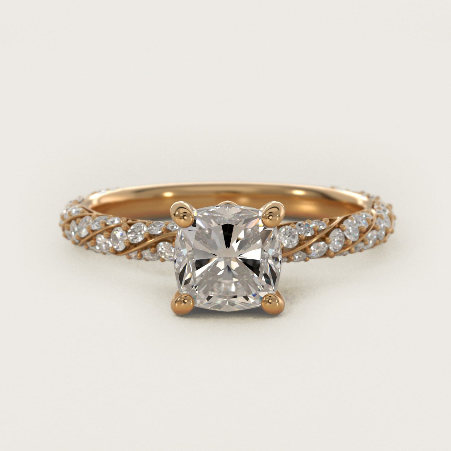 Twisted PavŽ Diamond Engagement Ring In 18k Yellow Gold By James Allen - Cushion Center