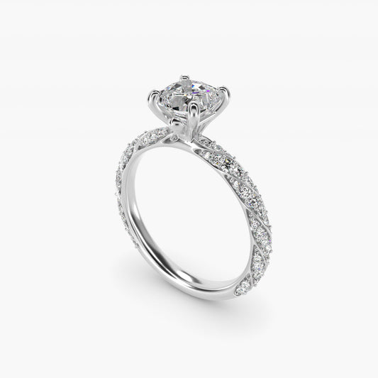 Twisted PavŽ Diamond Engagement Ring In Platinum By James Allen - Cushion Center