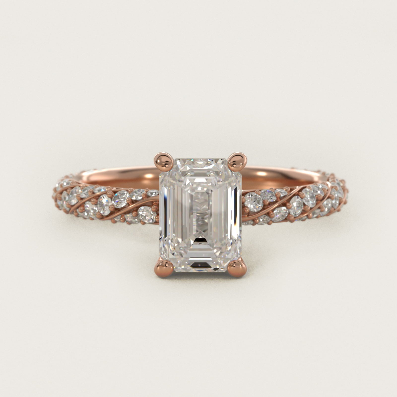 Twisted PavŽ Diamond Engagement Ring In 18k Rose Gold By James Allen - Emerald Center